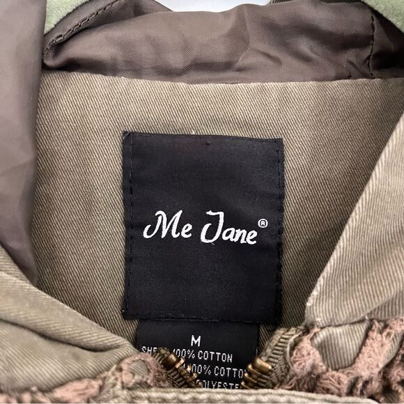 Me Jane Lace Trimmed Utility Jacket Olive Green - Picture 6 of 15